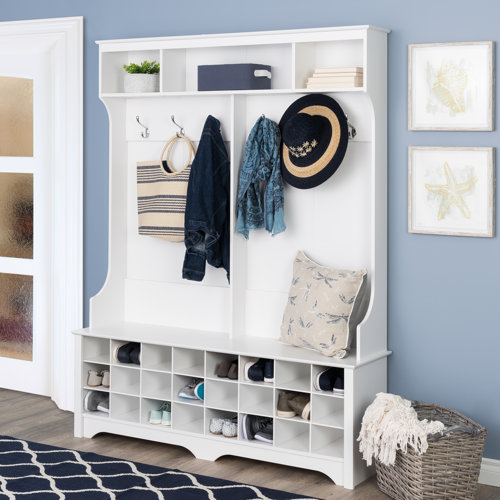 Gracie Oaks Gracie Hall Tree 60'' Wide with Bench & Reviews Wayfair